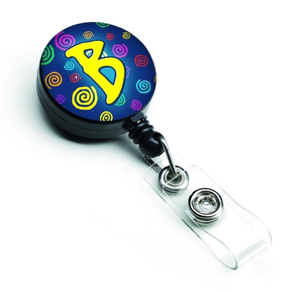 Carolines Treasures Letter B Initial Monogram Blue Swirls Retractable Badge Reel CJ1011-BBR